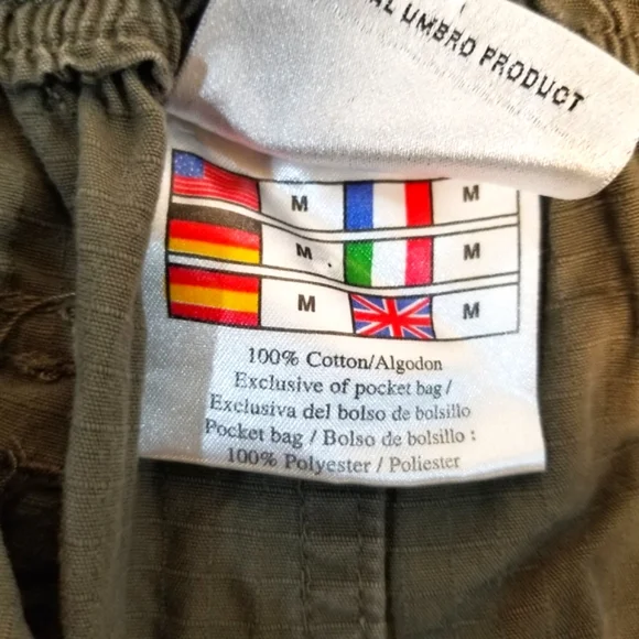 Umbro Mens Size M Cargo Shorts Army Green Draw String Elastic Waist Zipper Fly - Picture 8 of 13